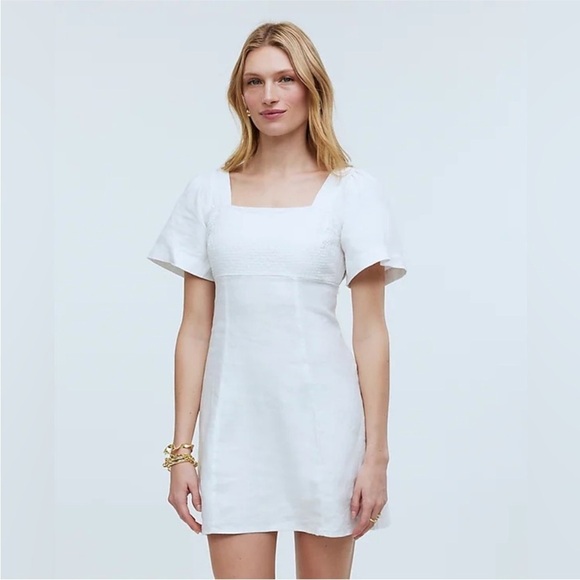 Madewell Dresses & Skirts - Madewell Square-Neck Mini Dress in 100% Linen size 6 new